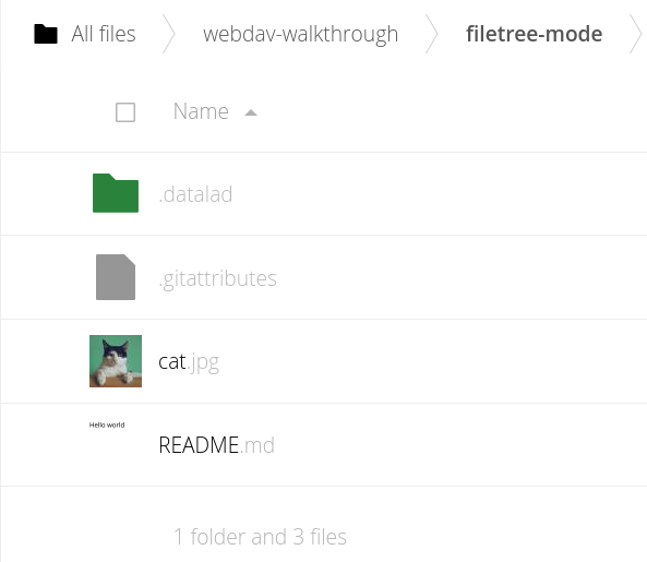 Screenshot of web interface showing a filetree mode sibling